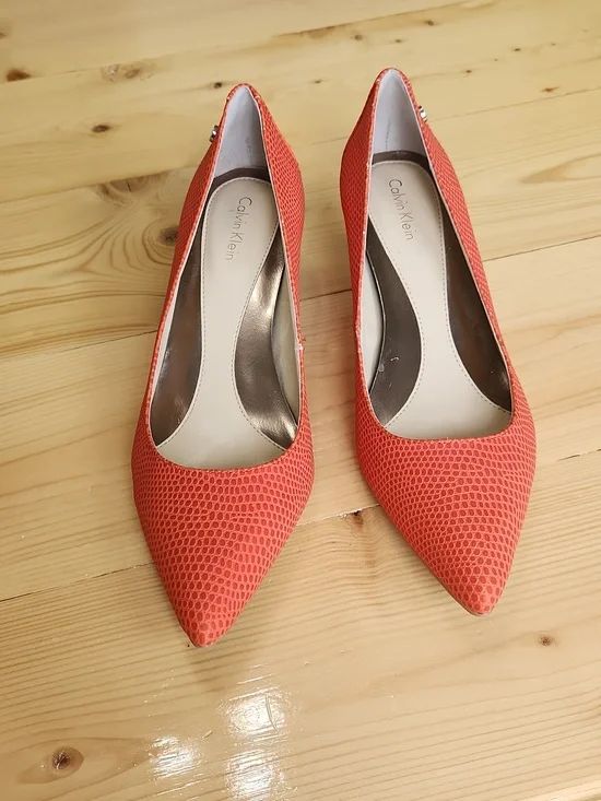 Calvin Klein Nicki Orange Kitten Heels 7 - Picture 1 of 16